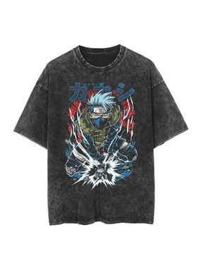 Hokuro Unisex Kakashi Vintage Oversize Cotton Tee Size Medium
